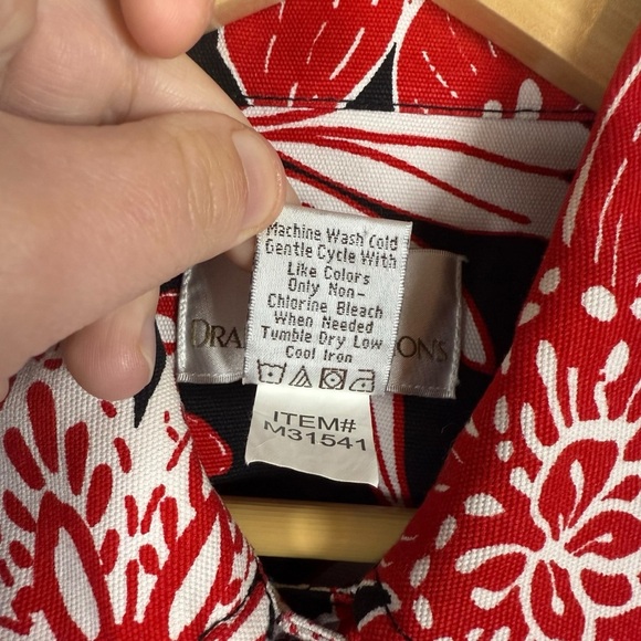 VINTAGE Drapers & Damons Oversized Floral Chore Jacket Black/Red/White M - Picture 8 of 8